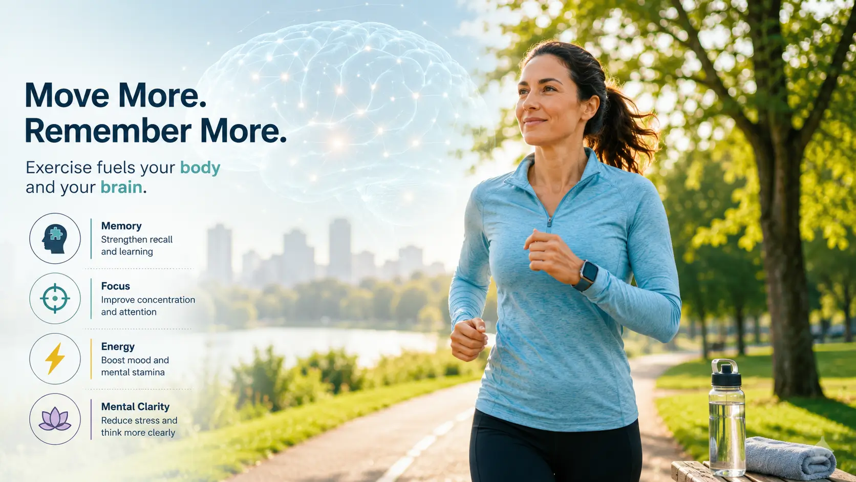 Walking path and light weights representing exercise for cognitive health